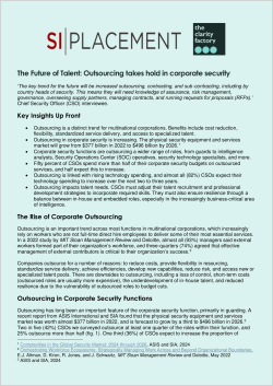 Document titled "PLACEMENT" explaining the future of cyber-outsourcing and corporate security on light blue paper
