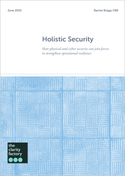 White paper cover titled "Holistic Security" with blue circuit board pattern and Zurich Insurance logo
